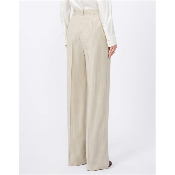 Max Mara Studio Medium Bukser, Beige Pinstripes